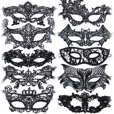 Black Lace Mask Masquerade Eye Face Eyemask Women Party Halloween