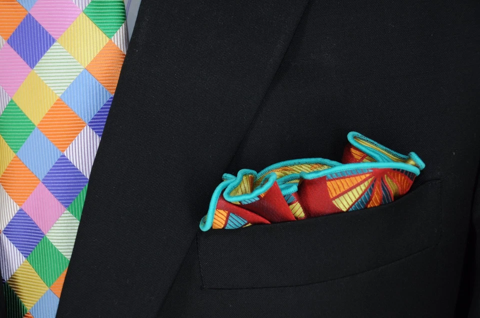 Lord R Colton Masterworks Pocket Round Parma Red & Gold Silk - $75 Retail New - Image 2 of 2