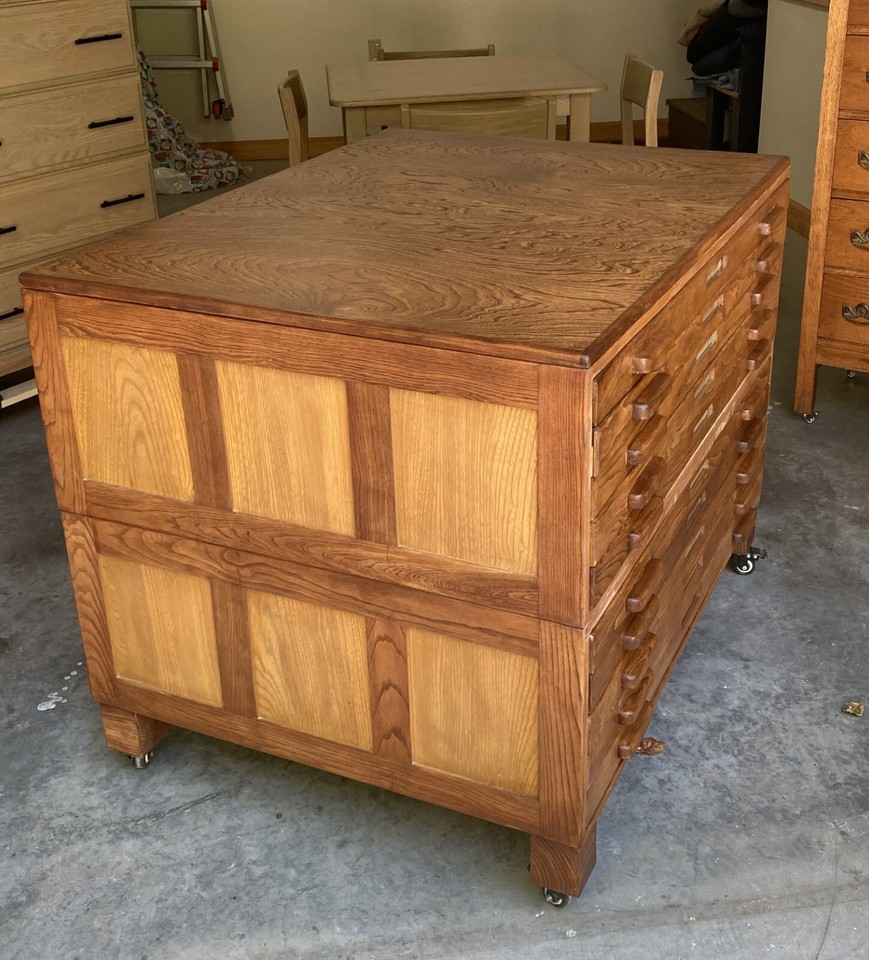 vintage oak flat file eBay