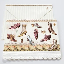 Blank Note Card Embossed Old Fashioned Shoes Carol Wilson Carol's Rose Garden 