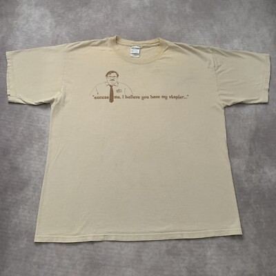 Vintage 2004 Office Space Movie Promo Shirt Size XL Stapler Funny Fox TV 