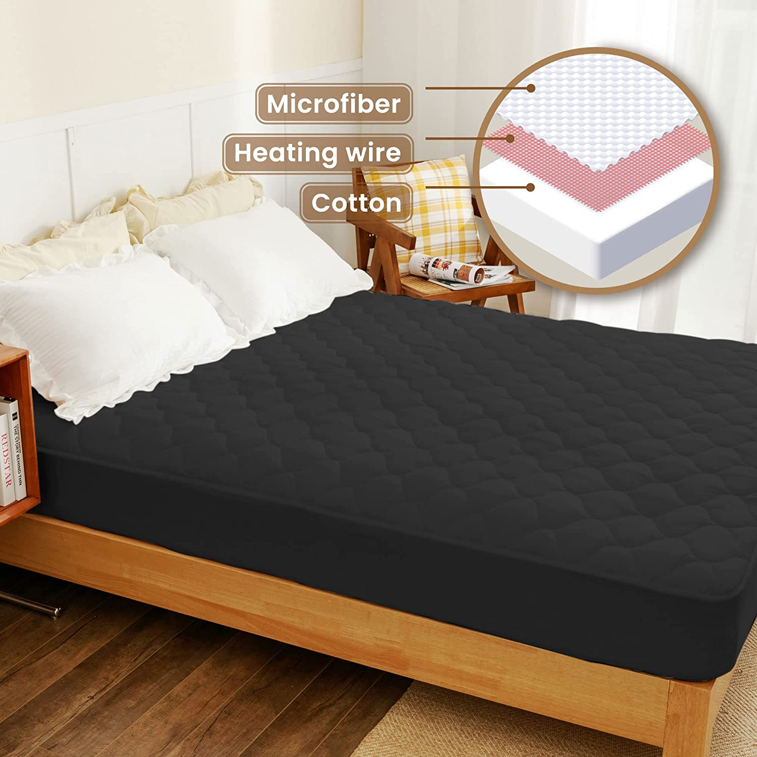 Heated Mattress Pad Queen Size Electric Mattress Pads Black Electric