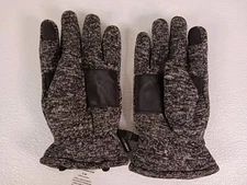 Swiss Tech Mens Gloves Black Gray Fleece Polyester Screen Touch Small Medium S/M