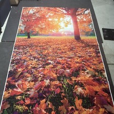 85x60 Large Tablecloth Orange Kitchen Dining Fall Tree Leaves Bridge Rectangle