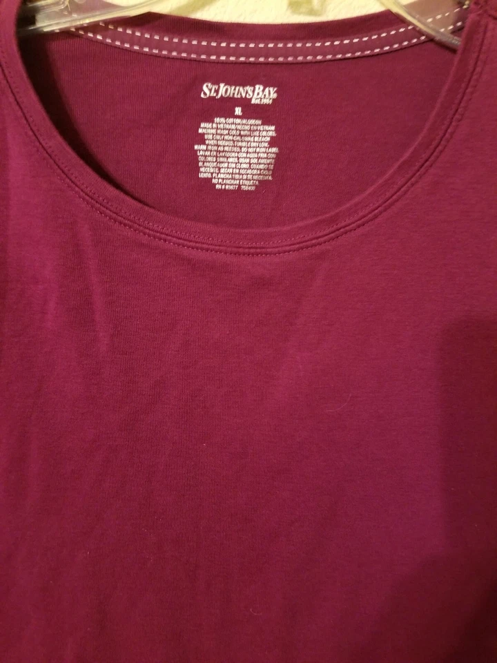 St Johns Bay Size Xl  Cap Sleeves Plum Tshirt woman 26 L 25 across front chest l - Image 3 of 4