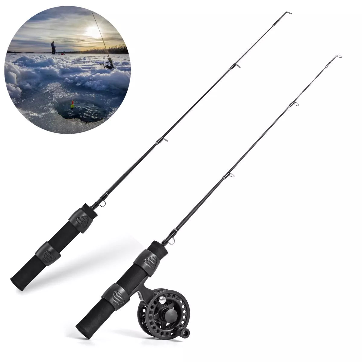 51cm/20 Single Section EVA Handle Ice Fishing Rod Reel Glass