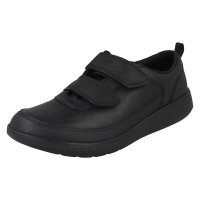 Jungen Clarks Hook & Loop Leder & Synthetik Schulschuhe Scape Flare Y