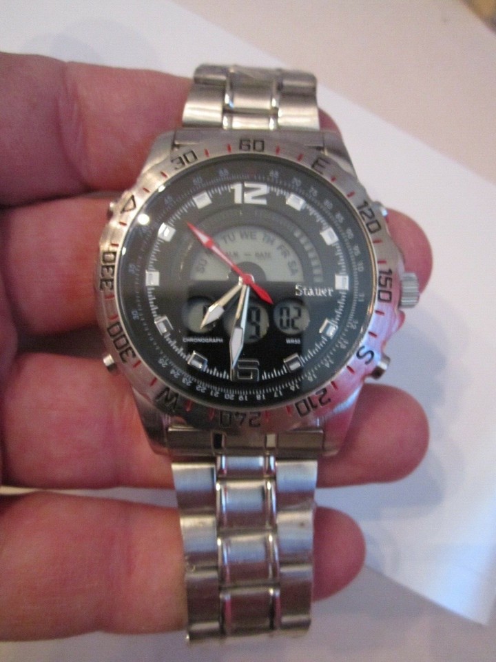 NEW STAUER CHRONOGRAPH COMPENDIUM HYBRID WATCH PRECISION MOVEMENT ...