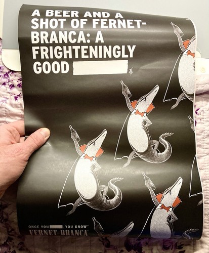 New Fernet Branca Halloween Poster Rare Italian Liquor Bar Decor Collectible Art