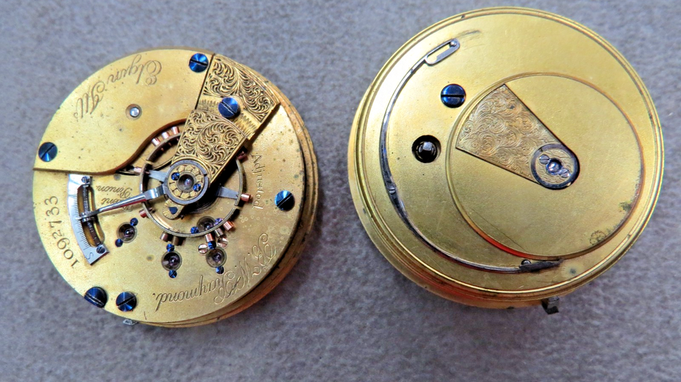 12 LARGE ANTIQUE POCKET WATCH MOVEMENTS U.S., ENGLAND, HOWARD ELGIN ...