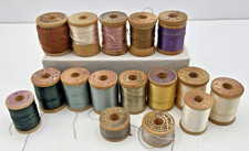 Lot of 18 Vintage Wood Spools of Silk Thread Belding Corticelli Assorted Colors