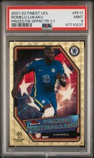 Marketplace image: Romelu Lukaku Topps Finest UCL 2021 SuperFractor 1/1 PSA 9 Chelsea FC