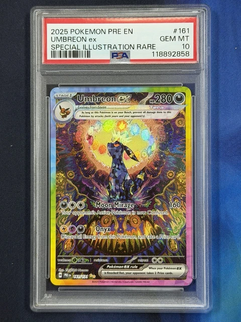 Pokemon 2025 Umbreon ex 161/131 Tera SIR Prismatic Evolutions GEM MINT PSA 10