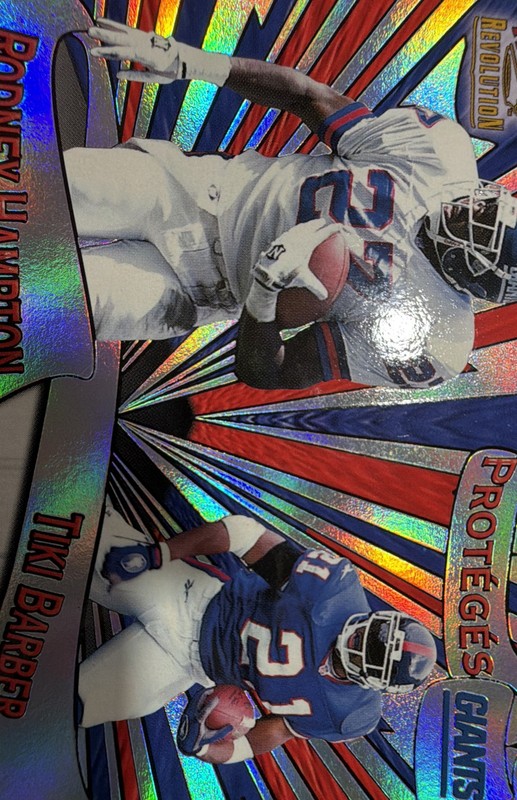 1997 Pacific Revolution - Proteges Tiki Barber, Rodney Hampton #14 Silver (RC)
