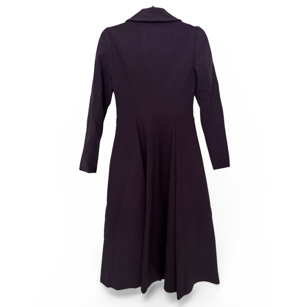 Emporio Armani Long Wool Blend Coat Dress Purple IT 38 XS Fit Flare Designer View 3