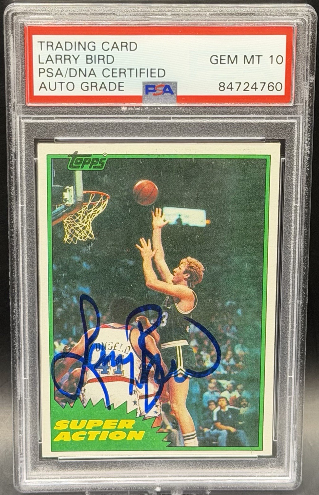 Larry Bird Signed 1981 Topps Super Action #101 PSA/DNA GEM 10 AUTO NBA HOF 33