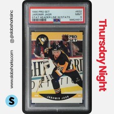 1990 PRO SET #632 JAROMIR JAGR STAT HEADER LINED UP RC ROOKIE PSA 9