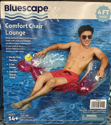 Bluescape Comfort Chair Lounge Inflatable Pool Float Grip Handles Cup Holder