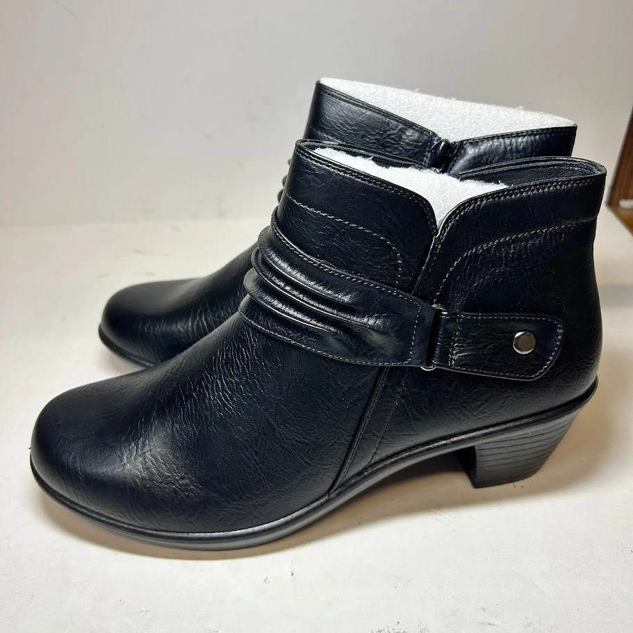 Botines Easy Street para mujer 10 M negros Damita imitación cuero nuevos en caja SW7 - Imagen 2 de 4