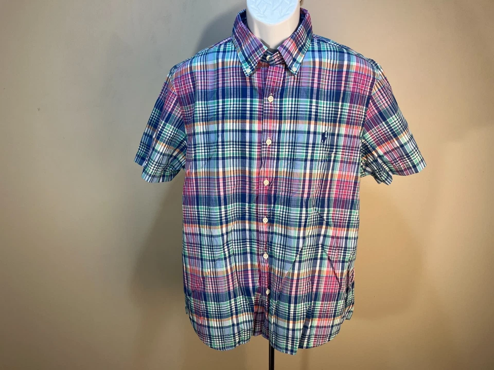Ralph Lauren Men's lot of 4 short sleeve multicolored dress or casual shirts L - Image 4 of 4