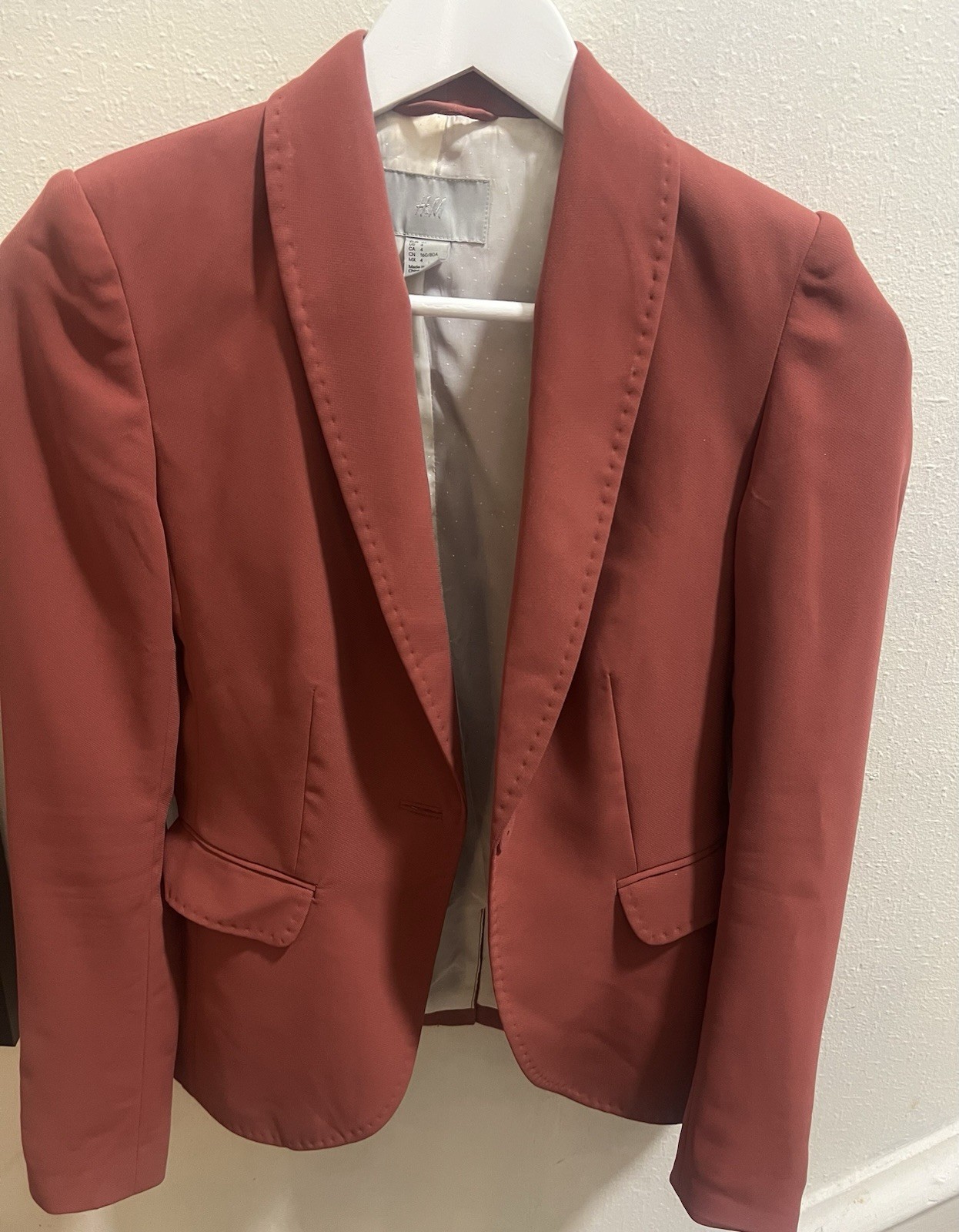 H&M Rust Single Button Lined Blazer Jacket Short … - image 2