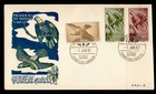 DR WHO 1957 SPANISH GUINEA FDC BIRD SEMI POST COMBO M76505