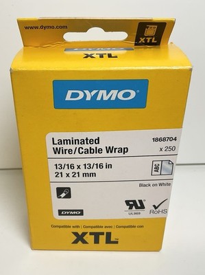 Dymo XTL laminierter Draht/Kabel Verpackung schwarz auf weiß 21 x 21 mm 1868704 Box mit 6