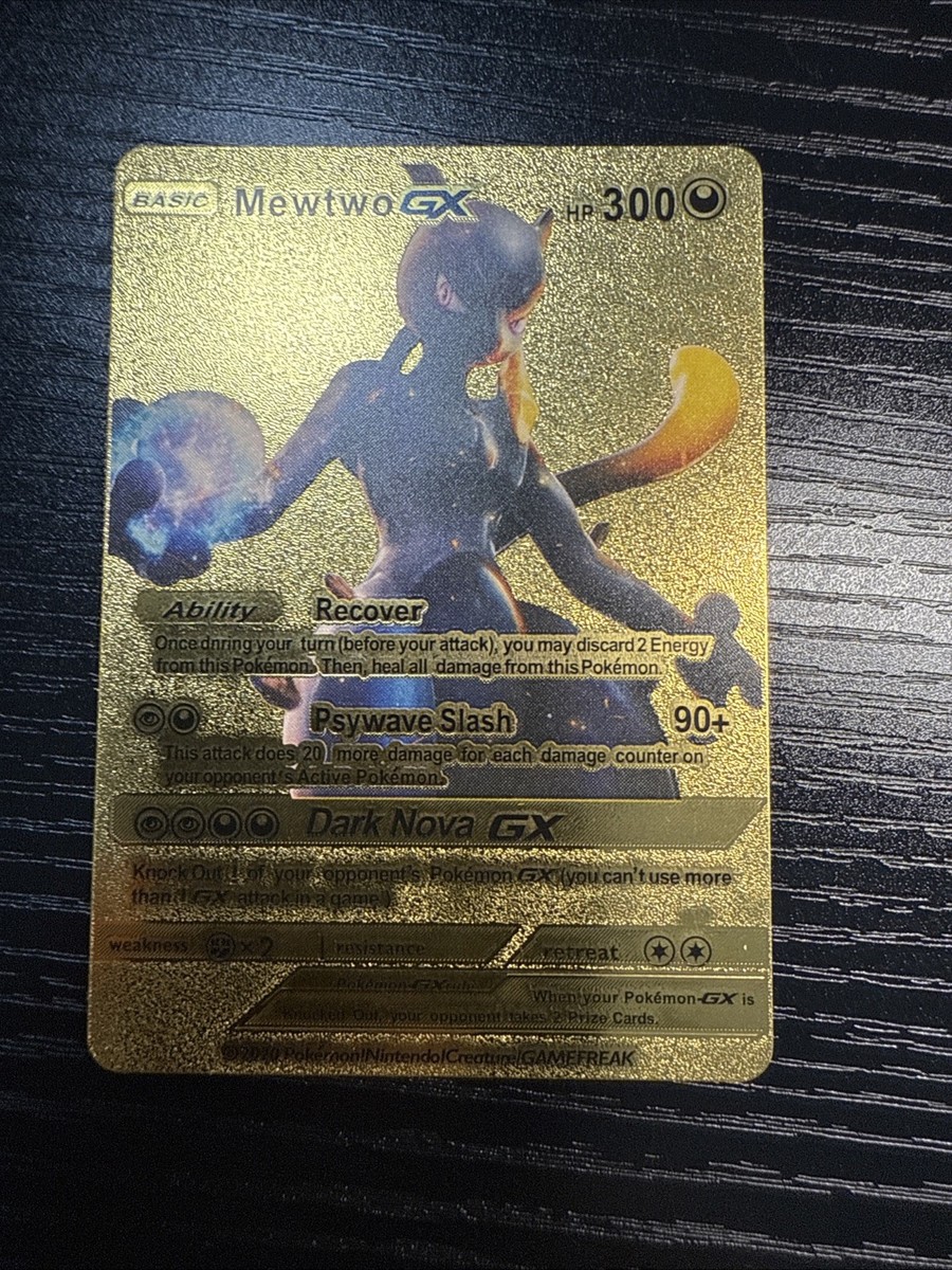 Mewtwo GX Full Art 300HP Gold Foil Fan Art Display Card 058/198 | eBay