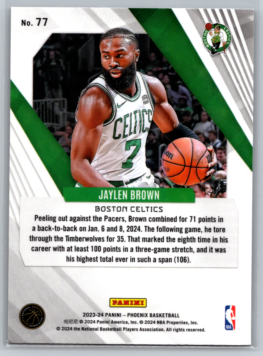 Jaylen Brown Panini Jersey ジェイレンブラウン Jaylen Brown 2023-24 Panini Phoenix Red Ice #77 Boston Celtics | eBay