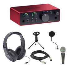 Focusrite Scarlett Solo 4th Gen USB Audio Interface with Samson Q6 Dynamic Handh