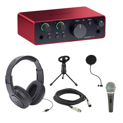 Focusrite Scarlett Solo 4th Gen USB Audio Interface with Samson Q6 Dynamic Handh