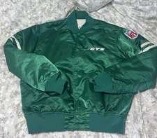 VTG 80s NFL NEW YORK JETS STARTER SATIN BOMBER JACKET SIZE L USA Proline