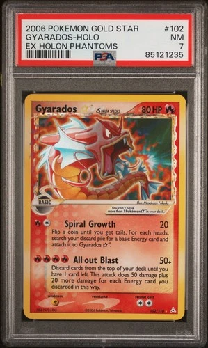 2006 POKEMON EX HOLON PHANTOMS GOLD STAR #102 GYARADOS-HOLO PSA 7