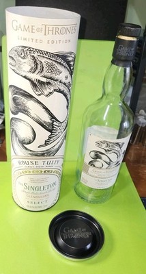 GAME OF THRONES HOUSE TULLY SINGLETON Glendullan Ltd ED Empty 750 ml Bottle MIB!