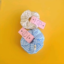 2 Handmade Womens Scrunchies size L Girls HAIR Gorgeous Cotton NWT Sale