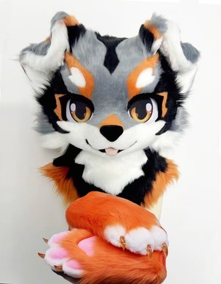 Fursuit Long Fur Husky Fox Mascot Head Party Halloween Fur Cosplay-Promotion