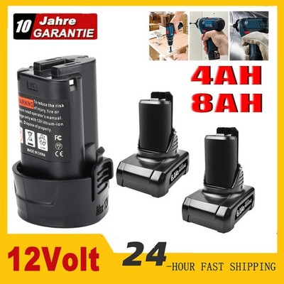 8,0Ah Für Bosch Professional G-BA 12V 4Ah Akku BA-T411 Li-ion GSR/GDR/GSA BAT412