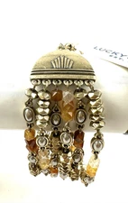 Lucky Brand Semi-Precious Stone 6-Row Link Chain Gold Tone Bracelet NWT