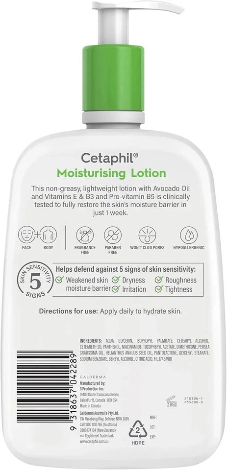 NEW Cetaphil Moisturising Lotion for All Skin Types 1L Moisturiser Fast Shipping - image 2 of 4