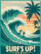 Retro Surf Travel Poster,Printable  Wall  Art - Instant Digital Download