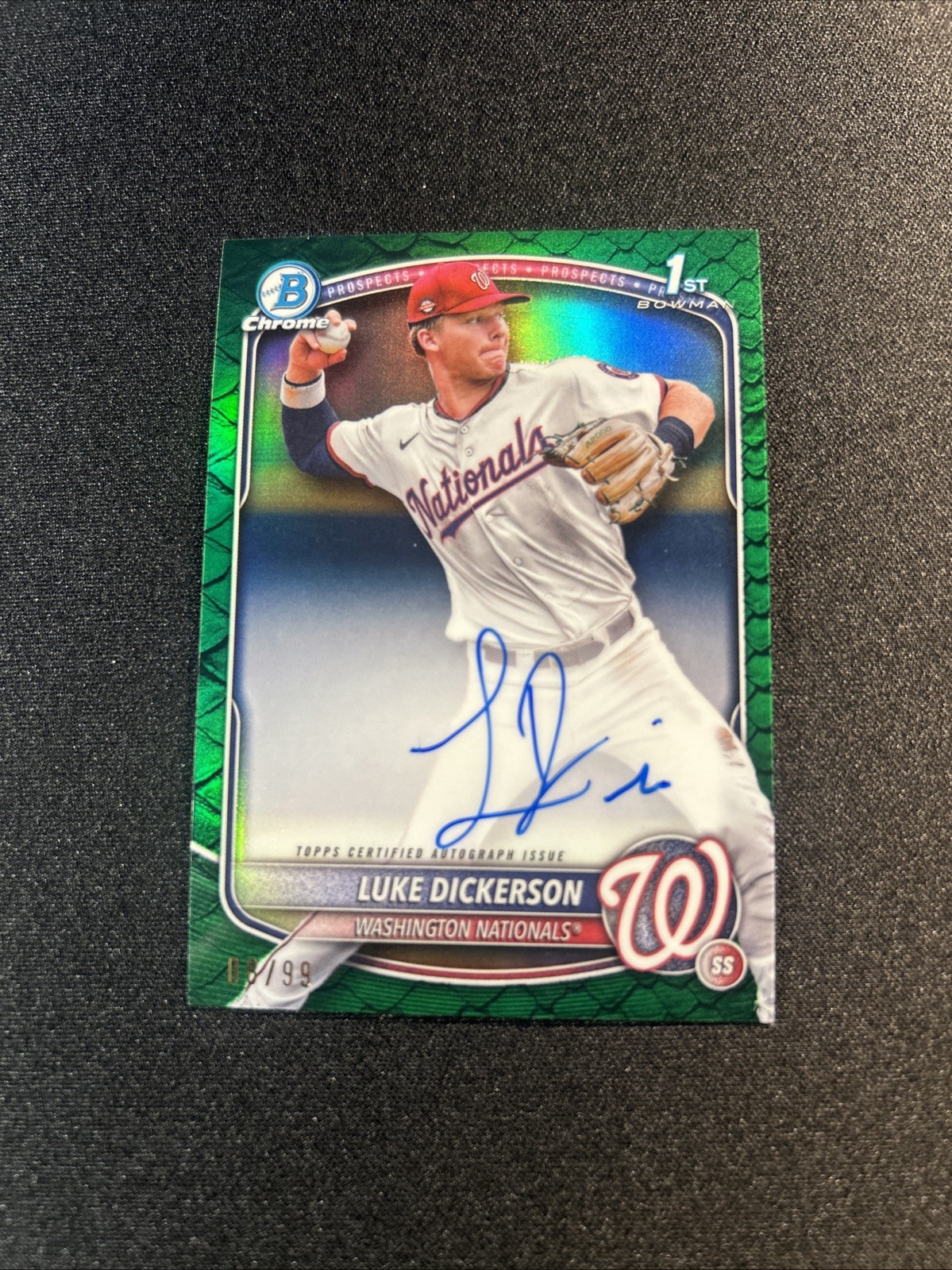 Luke Dickerson 1st Green Reptilian Auto /99 2025 Bowman Chrome Nationals