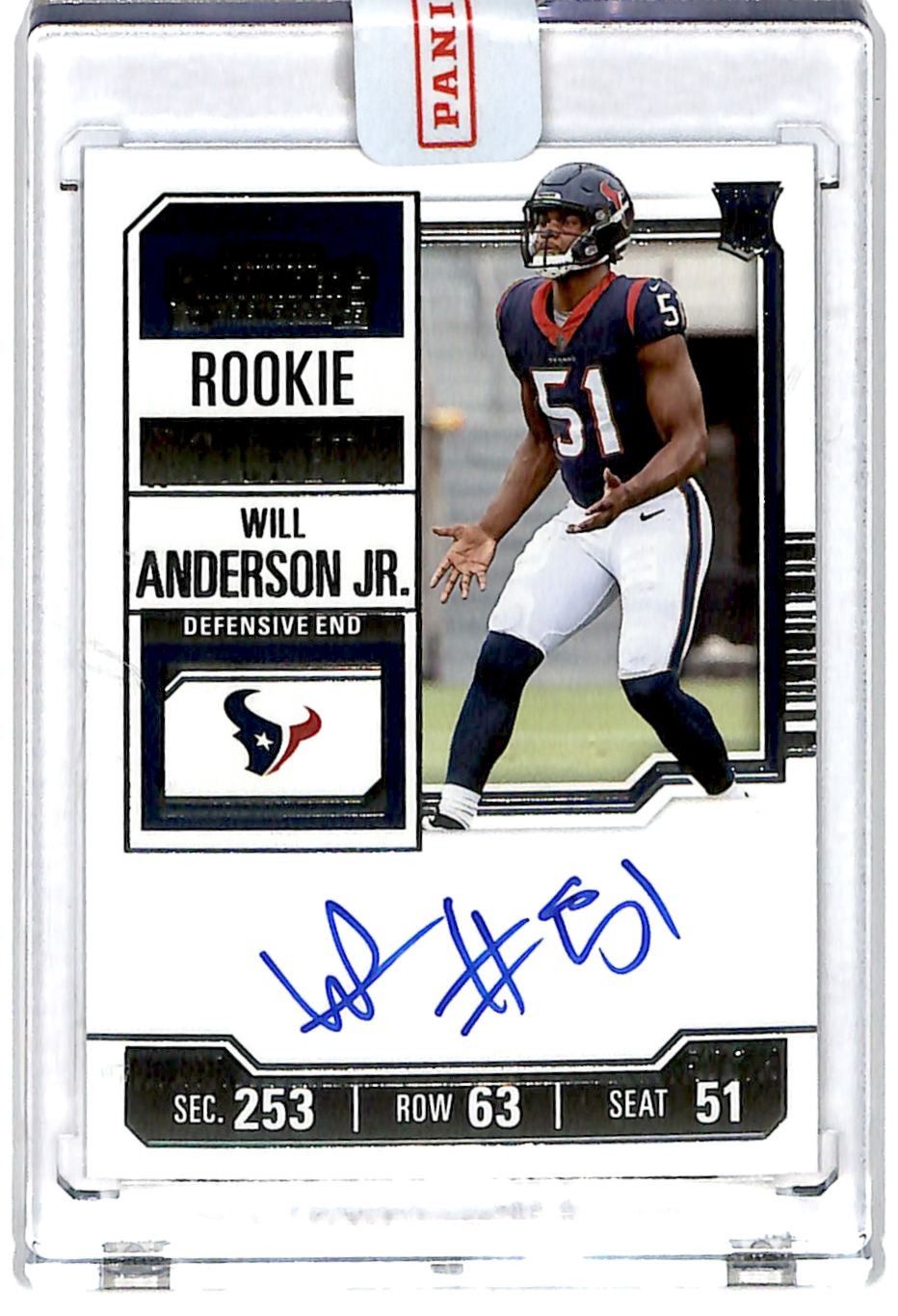 2023 Panini Contenders Will Anderson Rookie Auto #140 JW1