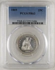 1869 US Seated Liberty Quarter 25C PCGS PR63 Silver Proof Coin