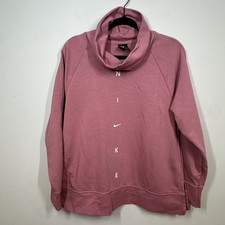 Nike Get Fit Funnel-Neck Sweatshirt Womens S Pink Pullover Comfort Cozy Workout