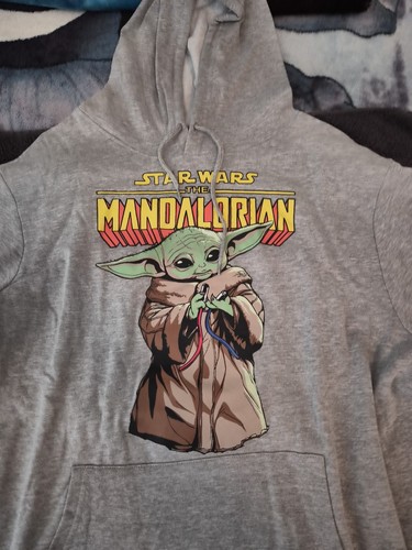 Star Wars Sweatshirt Men's 2XL 50 52 The Mandalorian Gray Fleece Hoodie