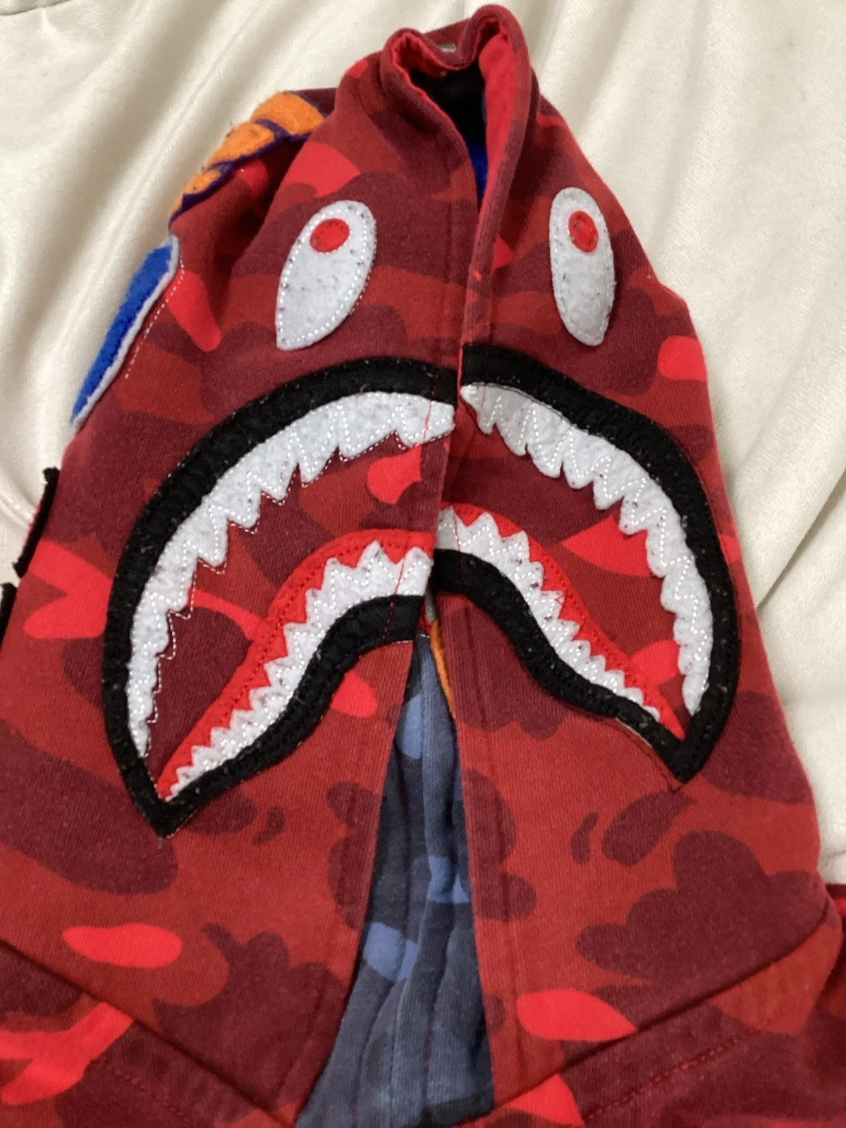 A Bathing Ape Double Hood Red Camo Zip Jacket image 15