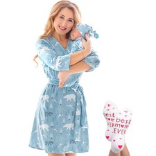 ECO BABY Mommy and Me Robe Swaddle Set  Maternity Medium, Scarlett