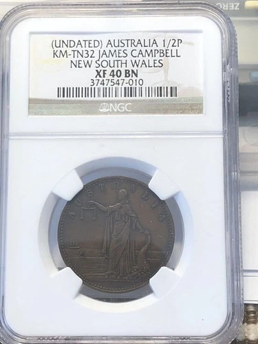 Undated Australia 1/2 Penny Token NGC XF-40 James Campbell New South Wales.