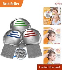 Lice Comb Stainless Steel Pack of 3 Nit Egg Remover for Safe Head Treatment