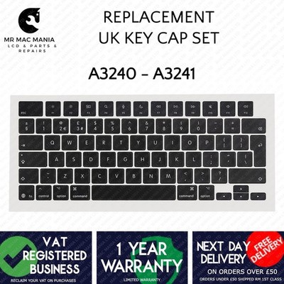 Ersatz Tastenkappe Set für MacBook Air 13'' A3240 A3241 Schwarz UK Tastatur